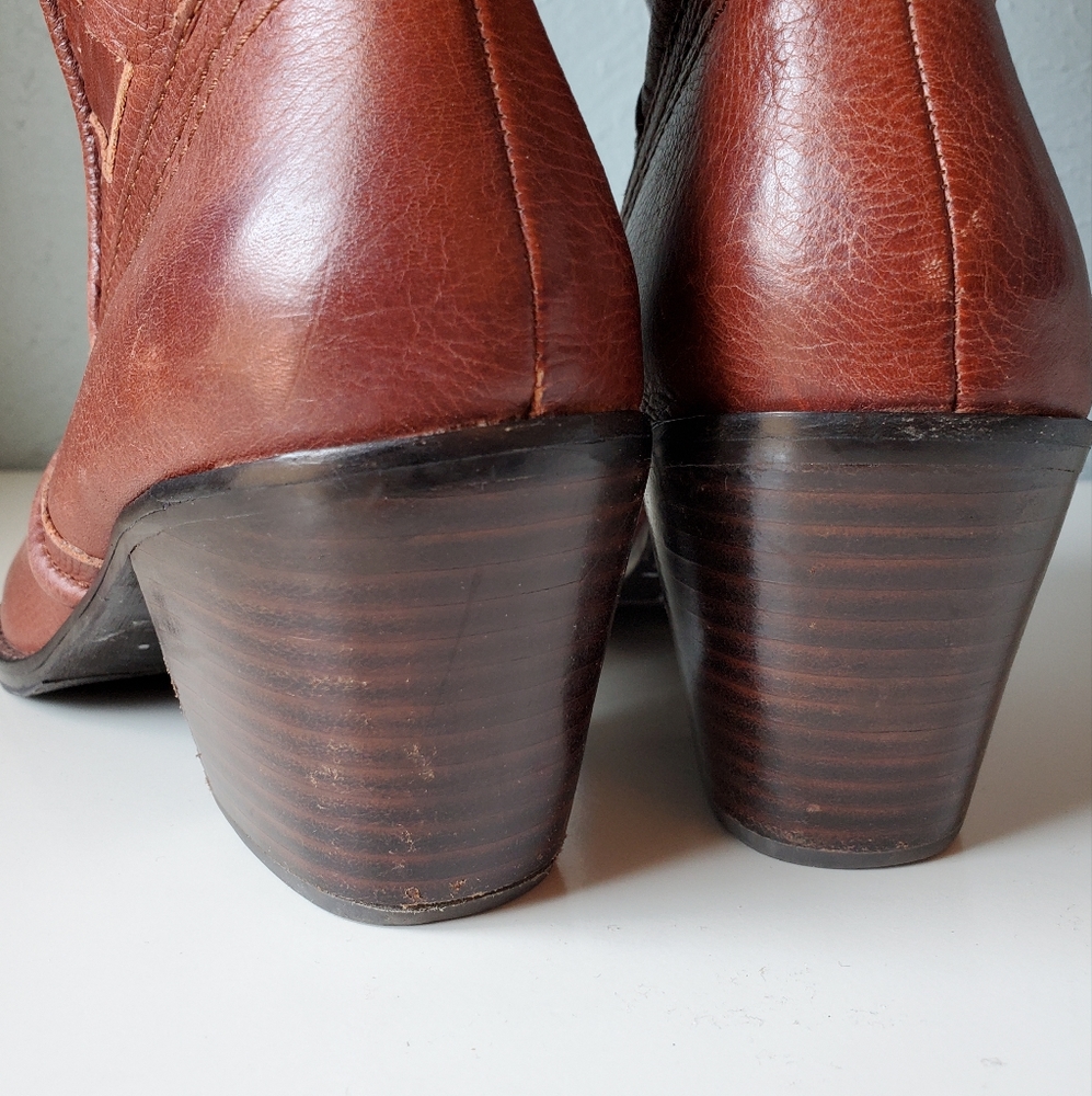 Vintage Fossil Brand 70's Style Boho Genuine Leather Boots Western Festival 8 - Picture 5 of 13